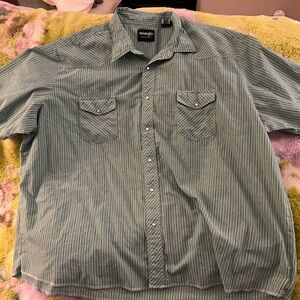 Wrangler Men's Casual Green Pinstripe Shirt